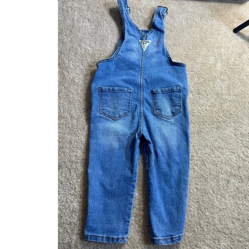 Vintage OshKosh Bgosh Toddler Baby Floral‎ Embroidered Denim Overalls 2T Boho